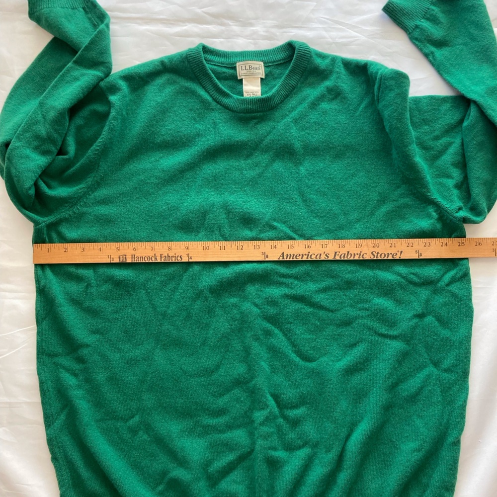 L.L.Bean Kelly Green 100% Lambswool Crewneck Men’s Sweater XXL Tall EUC Y2K Era - Picture 9 of 9
